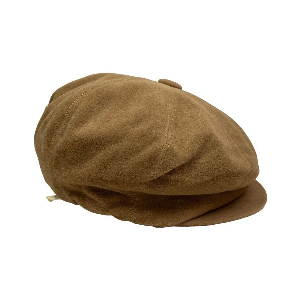Oversize Cabbie Hat Women's Elastic Trim‎ Lined Brown Size OSFA